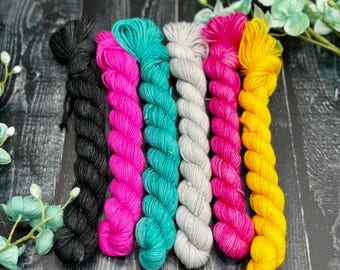 Free Spirit - Mini Skein Sock Kit, Doodle Sock Yarn, Fingering, Monster Sock Mini Set, Scrappy Socks, Colorwork, Knitting, SSAL 2025