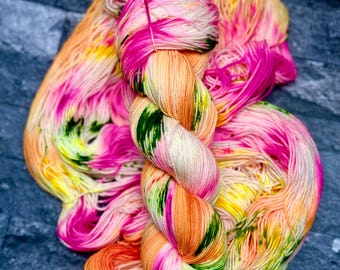 Florida Oranges - Fingering, Socken, DK, Kammgarn, dickes Garn, Superwash Merino Garn, Neon Garn, Knallorange, Gelb, Pink