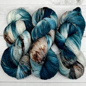 Cape Town - Blue/Green Yarn, Ocean Colors, Hand Dyed Yarn, Sock, DK, Worsted, Aran, Bulky, Sparkle, Superwash, Merino Nylon, Indie Dyed Yarn