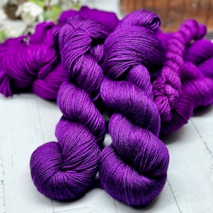 Jellyfish - Indie Dyer, Hand Dyed, Hand Painted, Sage and Purple Yarn, MCS, MCN, Merino/Nylon, Gifts for Her, Knitting
