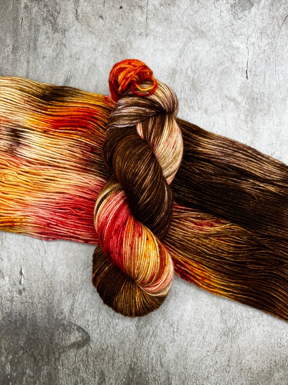 Chestnuts Roasting on the Fire - MCN Merino/Cashmere/Nylon, Harvest, Autumn, Fall Yarn, Hand Dyed, Fingering Sock Yarn, Hand Painted