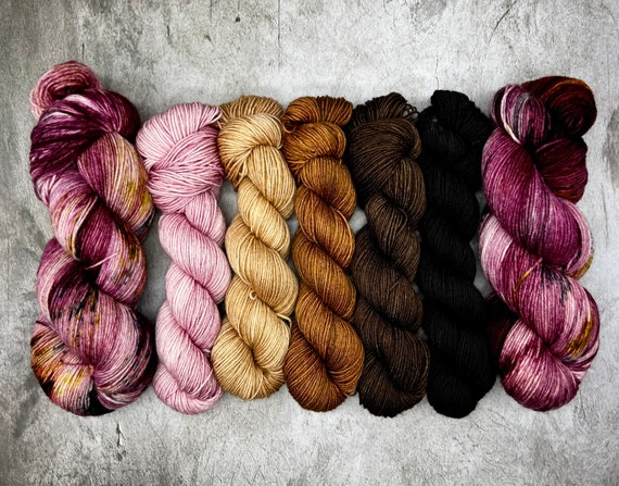 Chai Berry Latte- Knitting Shawl Kit, Knitting Kit, Superwash Merino Gradient Set, Blanket Yarn, Afghan Yarn, KAL Yarn Set