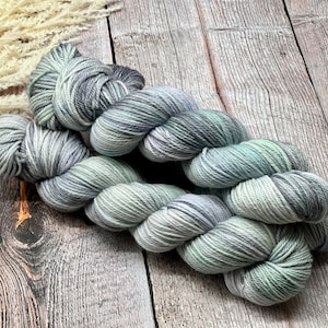 Seaglass - Pale Lavender, Pale Green, Grey, Merino Nylon Yarn, Superwash Merino Fingering, DK, Worsted, Bulky, Valentines Day