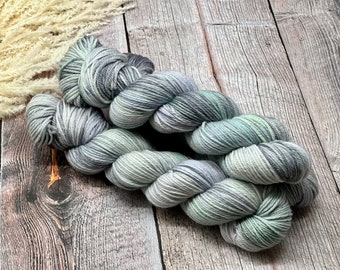 Seaglass - Pale Lavender, Pale Green, Grey, Merino Nylon Yarn, Superwash Merino Fingering, DK, Worsted, Bulky, Valentines Day