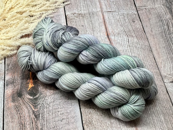 Seaglass - Pale Lavender, Pale Green, Grey, Merino Nylon Yarn, Superwash Merino Fingering, DK, Worsted, Bulky, Valentines Day