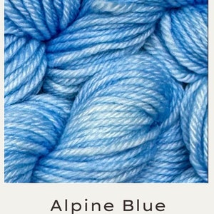Alpine Blue - Solid, Semi Solid Yarn, Tonal, Indie Dyer, Hand Dyed Fingering, Sock, Hand Painted, MCS, MCN, Merino/Nylon, Worsted, Aran, DK