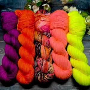 Lava Luau -  Mini Skein Sock Kit, Doodle Sock Yarn, Fingering, Monster Sock Mini Set, Scrappy Socks, Colorwork, SW Merino/Nylon,