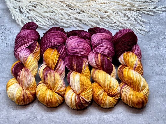 Cranberry Harvest  - Merino/Cashmere/Nylon, Hand Dyed, Fingering Sock Yarn, Superwash, Hand Painted, Gradient Yarn, DK, Worsted, Shawl Yarn