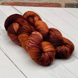 Brianna - Hand Dyed 75/25 Fingering Sock Yarn, Superwash, Hand Painted Merino Nylon, Superwash Sock Yarn, Brown Sock Yarn, Indie Dyed Wool