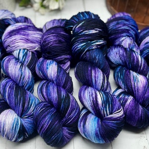 Purple Quartz - Blue, Topaz, Purple, Deep Blue, Plum, Hand Dyed Merino, Fingering, Sock, DK, Worsted, Bulky, Superwash, Hand Painted, Indie
