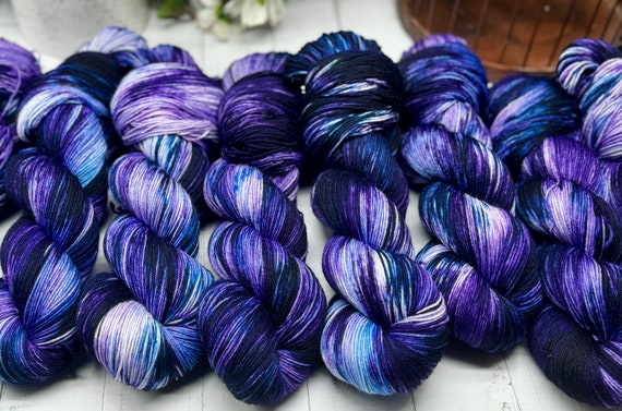 Purple Quartz - Blue, Topaz, Purple, Deep Blue, Plum, Hand Dyed Merino, Fingering, Sock, DK, Worsted, Bulky, Superwash, Hand Painted, Indie