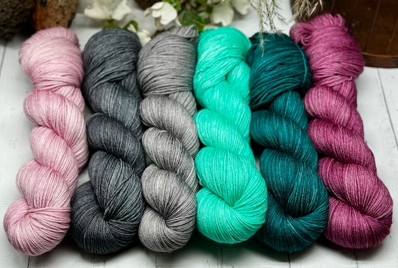 Blossoms - Shawl Kit, Knitting Kit, Hand Dyed Merino Sock Yarn, Superwash, Hand Painted, Yarn Fade, Stranded Colorwork Kit, Faire Isle