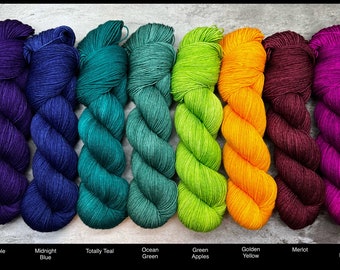 Semi Solid Skeins - MCN Merino/Cashmere/Nylon, Hand Dyed, Sock Yarn, Superwash, Hand Painted, Stranded Colorwork Knitting, Faire Isle, MKAL