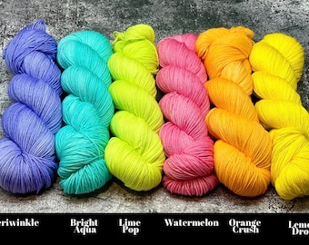 Semi Solid Skeins - Bright and Pastel Yarn, MCN Merino/Cashmere/Nylon, Hand Dyed, Sock Yarn, Superwash, Stranded Colorwork, Faire Isle, MKAL
