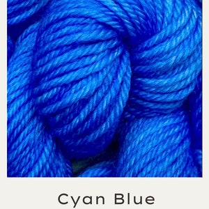 Cyan Blue - Solid, Semi Solid Yarn, Tonal, Indie Dyer, Hand Dyed Fingering, Sock, Hand Painted, MCS, MCN, Merino/Nylon, Worsted, Aran, DK