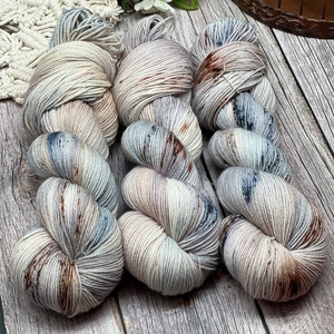 Pebbles on the Beach - Single Ply, Non-Superwash, 100% Organic Merino, Indie Dyed Yarn, Hand Dyed Yarn, Fingering Weight Yarn, Brown, Grey