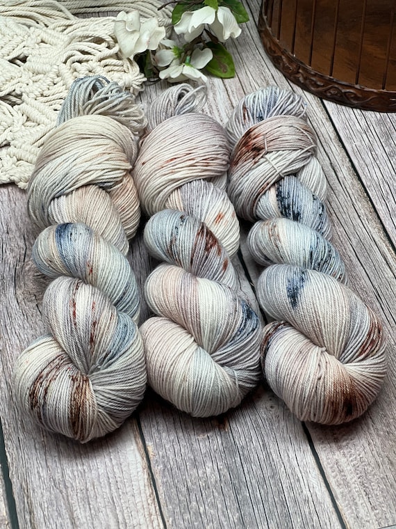 Pebbles on the Beach - Single Ply, Non-Superwash, 100% Organic Merino, Indie Dyed Yarn, Hand Dyed Yarn, Fingering Weight Yarn, Brown, Grey