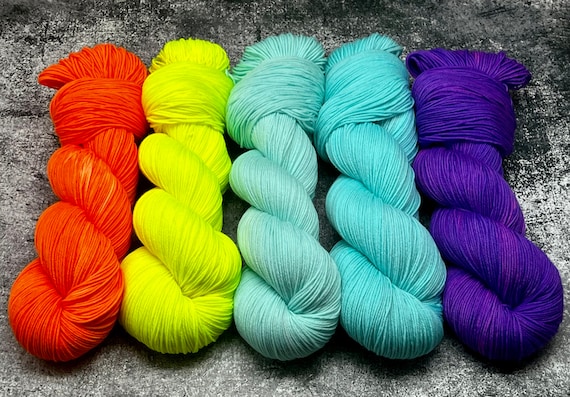 Solid/Semi Solid Merino Wool Skeins, Tonal Yarn, Hand Dyed Yarn, Hand Dyed Merino Wool, Indie Dyed Yarn, Gifts for Her,  Black Light Yarn