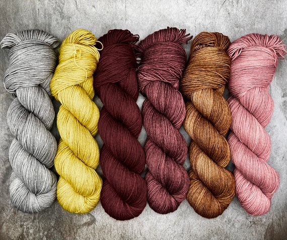 Parfait - Shawl Kit, Knitting Kit, Hand Dyed Merino Sock Yarn, Superwash, Hand Painted, Yarn Fade, Stranded Colorwork Kit, Faire Isle