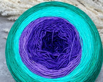 Mermaid Tales - Dark Aqua to Deep Violet Purple, Six Color Gradient, Hand Dyed Ombré, Sock Weight, Fade Set, Fingering Weight, 300g cake