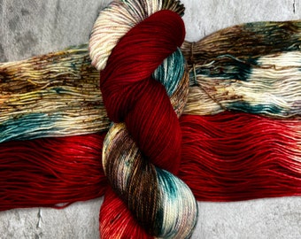 Yuletide - MCS Merino/Cashmere/Silk, Winter Yarn, Hand Dyed, Fingering Sock Yarn, Hand Painted, Holiday Color Yarn, Christmas Yarn