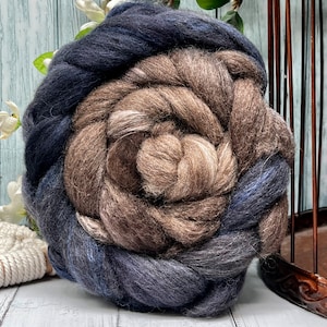 Jamie’s Kilt - Fiber for Spinning, Felting, Hand Dyed Roving, Indie Dyed, Polwarth, Corriedale, BFL Silk, Shaniko, Rambouillet, Blue, Brown