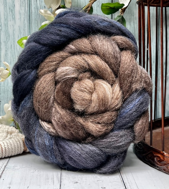 Jamie’s Kilt - Fiber for Spinning, Felting, Hand Dyed Roving, Indie Dyed, Polwarth, Corriedale, BFL Silk, Shaniko, Rambouillet, Blue, Brown