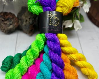 Knit the Rainbow - Mini Skein Sock Kit, Doodle Sock Yarn, Fingering, Monster Sock Mini Set, Scrappy Socks, Colorwork, DK, Worsted, Knitting