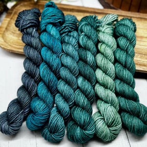 Ocean Waves - Mini Skein Sock Kit, Doodle Sock Yarn, Fingering, DK, Worsted, Monster Sock Mini Set, Scrappy Socks, Colorwork,  Knitting