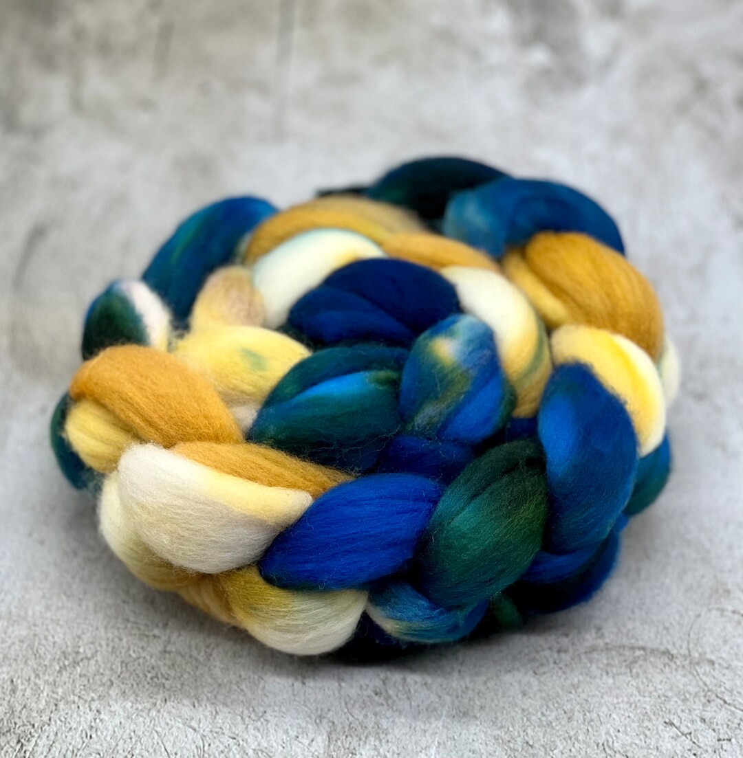 Evening Primrose Merino Wool Roving, Hand Dyed Merino Top, Hand Dyed