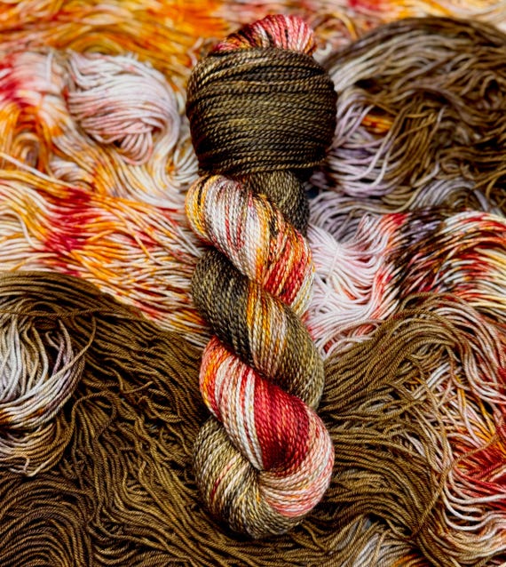 Chestnuts Roasting on the Fire - MCN Merino/Cashmere/Nylon, Harvest, Autumn, Fall Yarn, Hand Dyed, Fingering Sock Yarn, Hand Painted