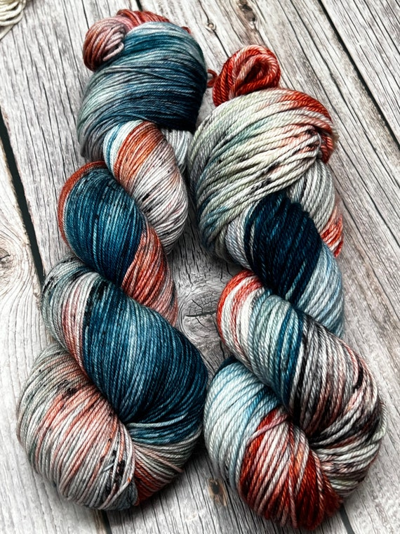 Geodes - Blue, Grey, Orange, Yellow, Indigo, Superwash Merino Nylon Fingering, DK, Worsted, Bulky, Spring Yarn