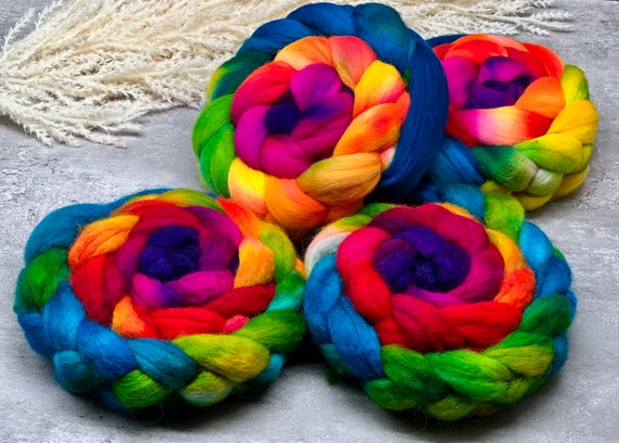 Polly Want A Cracker? - Wool for Spinning and Felting, Wool Roving, Hand Dyed Wool, Merino, Corriedale, Polwarth, BFL/Silk, Tour De Fleece,
