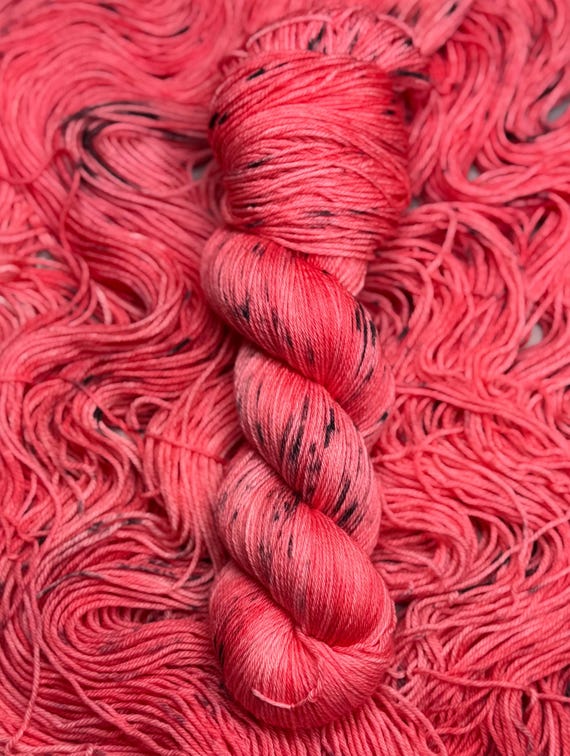 Watermelon Sugar - MCN Merino/Cashmere/Nylon, Autumn Yarn, Hand Dyed, Fingering Sock Yarn, Hand Painted, Summer Yarn, Pink Yarn, Green Yarn