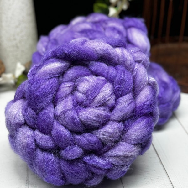 Purple Rain - Wool for Spinning and Felting, Wool Roving, Hand Dyed Wool, Merino, Corriedale, Polwarth, BFL/Silk, Merino/Bamboo, Shaniko