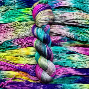 Somewhere Over Rainbows - Special Order! Muted Rainbow, Hand Dyed Yarn, Superwash Merino, Silk, Grey Yak Base, Fingering, Ready to Ship!