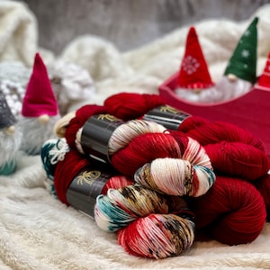 Yuletide Knitting Shawl Kit, Knitting Kit, Superwash Merino Gradient Set, Blanket Yarn, Afghan Yarn, Merino/Cashmere/Silk, Choose your Base!