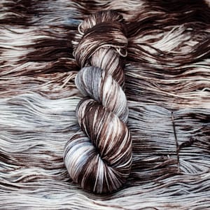 Burn Away the Shadows - Merino Nylon Yarn, Superwash Merino Fingering, DK, Worsted, Bulky, Brown, Grey