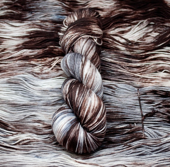 Burn Away the Shadows - Merino Nylon Yarn, Superwash Merino Fingering, DK, Worsted, Bulky, Brown, Grey