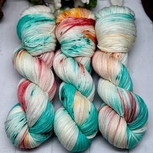Surfs Up - Indie Dyer, Hand Dyed, Fingering Sock Yarn, Hand Painted, Neon Yarn, MCS, MCN, Merino/Nylon, Worsted, Aran, DK, Bulky