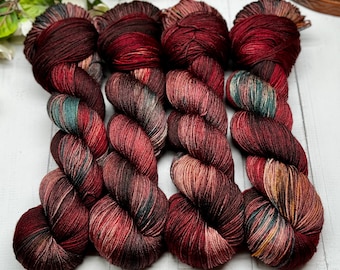 Temptation - MCS Merino/Kaschmir/Seide, Herbstgarn, handgefärbt, Fingering Sockengarn, handbemalt, Erntefarbe, Urlaubsgarn