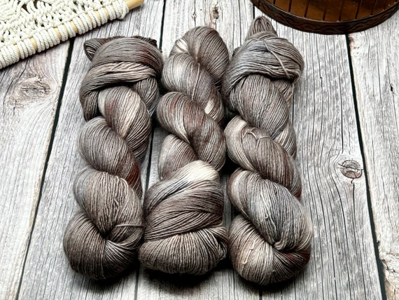 Standing Stones - Single Ply, Non-Superwash, 100% Organic Merino, Indie Dyed Yarn, Hand Dyed Yarn, Fingering Weight, Brown, Grey, Cream