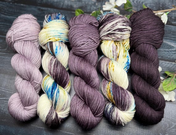 Winter Romance - Shawl Kit, Knitting Kit, Hand Dyed Merino Sock Yarn, Superwash, Hand Painted, Yarn Fade, Stranded Colorwork Kit, Faire Isle