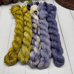 Outlander Set 4 -  Mini Skein Sock Kit, Doodle Sock Yarn, Fingering, DK, Worsted, Monster Sock Mini Set, Scrappy Socks, Colorwork, Knitting