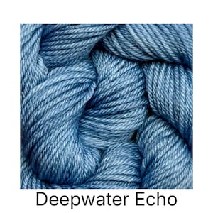 Deepwater Echo - Solid/Semi Solid - Indie Dyer, Hand Dyed, Fingering Sock Yarn, Hand Painted, Tonal, MCS, MCN, Merino/Nylon, Worsted, Aran