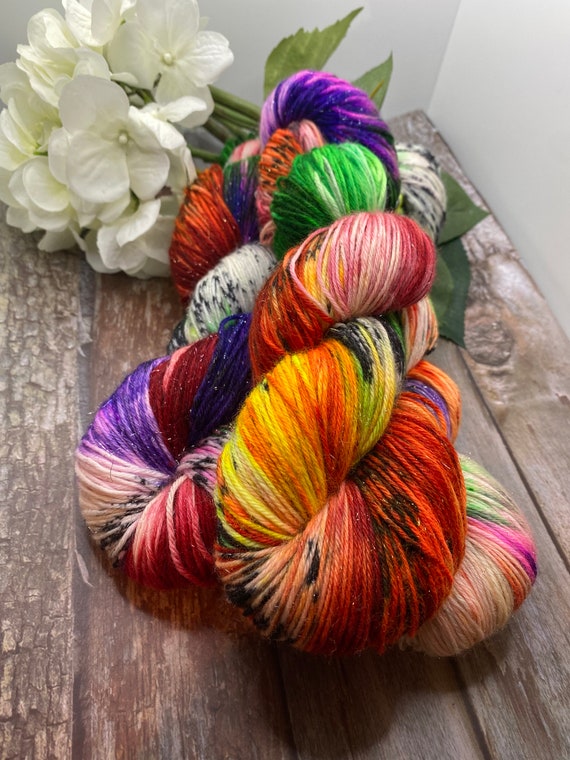 Gettin’ Witchy With It - Halloween Colors, Witches Yarn, Seasonal Yarn, Hand Dyed, Fingering Sock Yarn, Wool, MCN Yarn, Choose Your Base