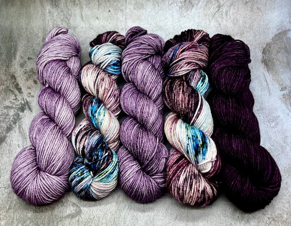 Winter Romance - Shawl Kit, Knitting Kit, Hand Dyed Merino Sock Yarn, Superwash, Hand Painted, Yarn Fade, Stranded Colorwork Kit, Faire Isle