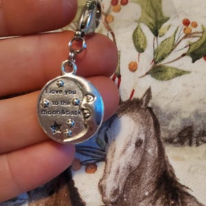 I love you to the moon and back bridle charm