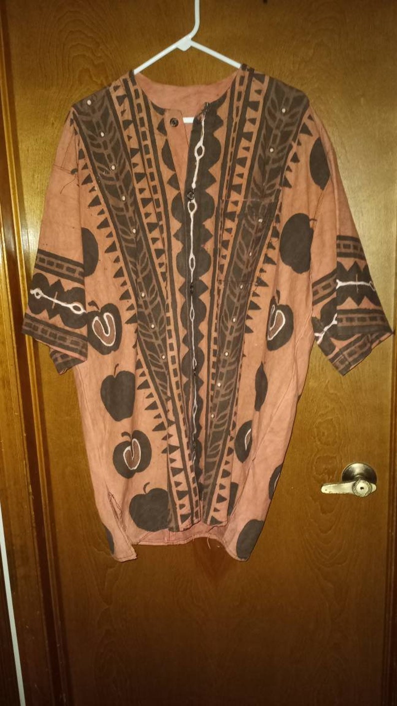 Unique Shirt Tribal Hand Printed No SizeFree Sized Vintage