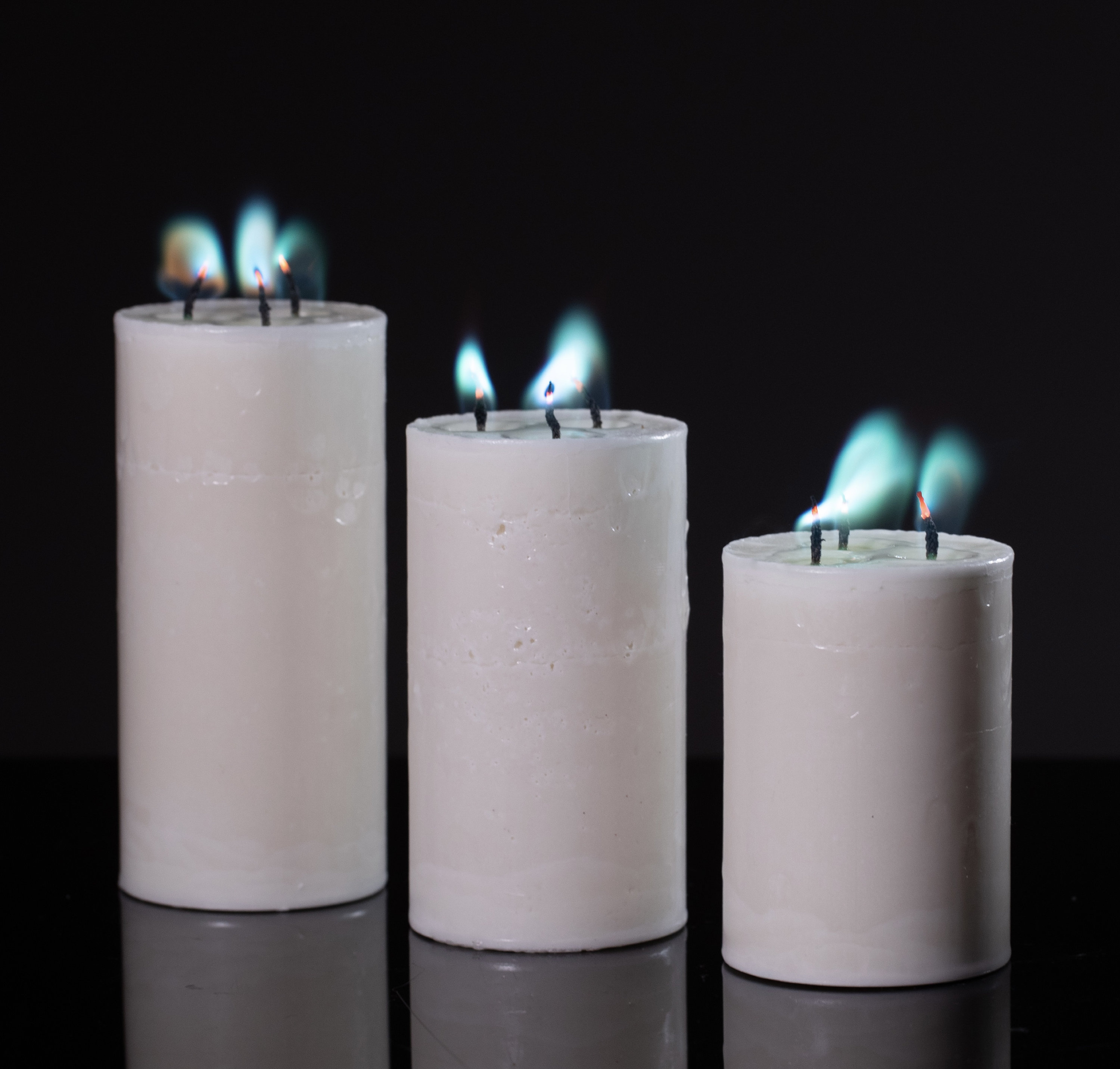 Colored Flame Pillar Candle Set of 3 4 5 6 Etsy